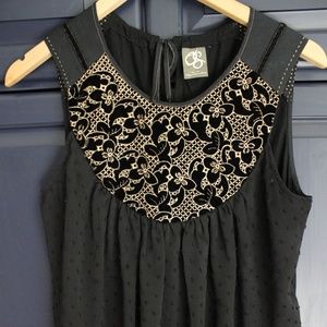 Anthropologie One September Mari Tank Black Flowy